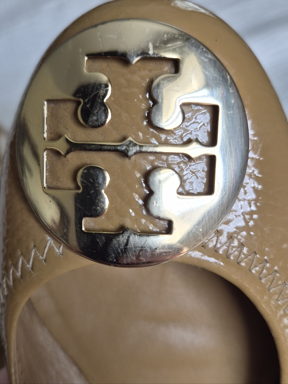 Tory Burch Reva Ballet Flats, Tan Patent  Leather, Size 7.5, GUC - Picture 12 of 13